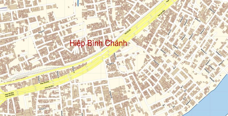 Ho Chi Minh City Vietnam Map Vector Exact City Plan detailed Street Map editable Adobe Illustrator in layers