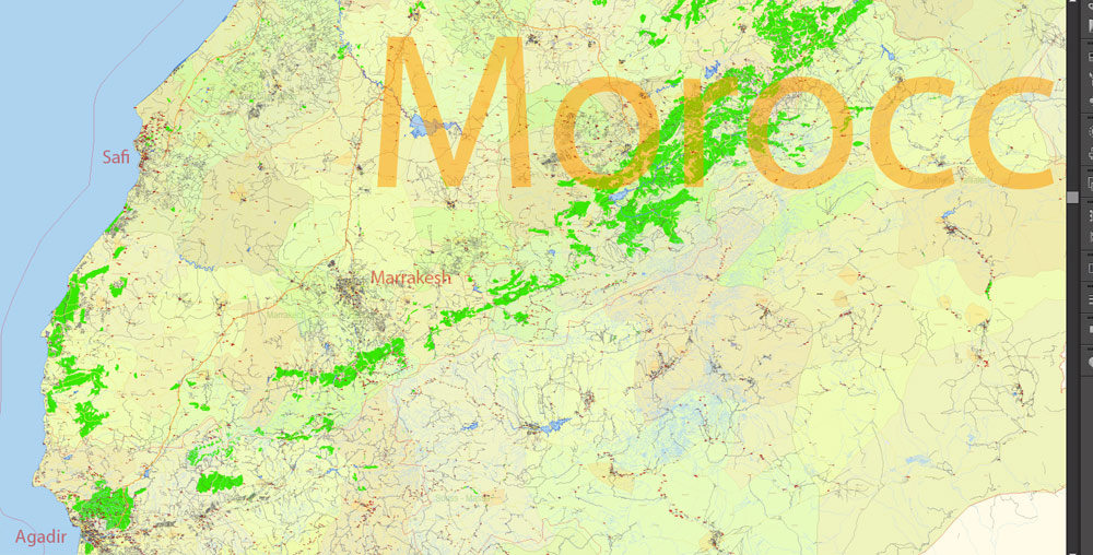 Morocco Map Vector Exact City Plan detailed Street Road Admin Map editable Adobe Illustrator in layers