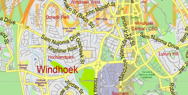 Namibia Map.pdf Namibia PDF Map Vector Exact Country Plan detailed 01 Road Admin Map ...