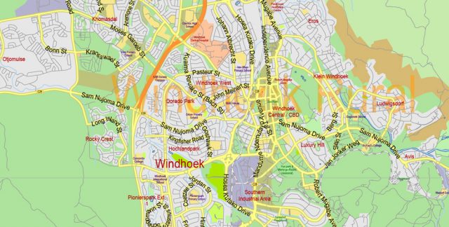 Layout Plan Namibia Namibia PDF Map Vector Exact Country Plan detailed 01 Road Admin Map ...