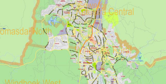 Namibia Map.pdf Namibia PDF Map Vector Exact Country Plan detailed 01 Road Admin Map ...