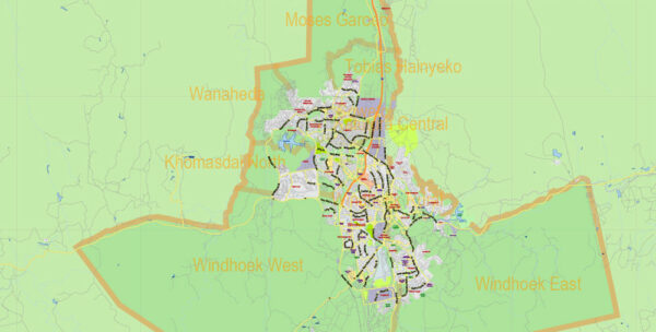 Namibia Map.pdf Namibia PDF Map Vector Exact Country Plan detailed 01 Road Admin Map ...