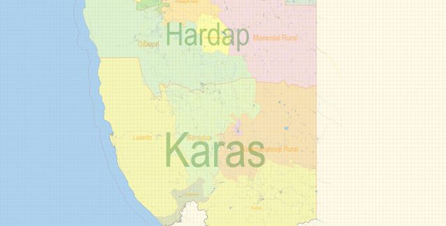 Namibia Map.pdf Namibia PDF Map Vector Exact Country Plan detailed 01 Road Admin Map ...