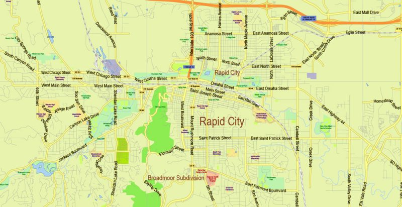 _South Dakota State Map Vector Exact Plan detailed Road Admin Map editable Adobe Illustrator in layers