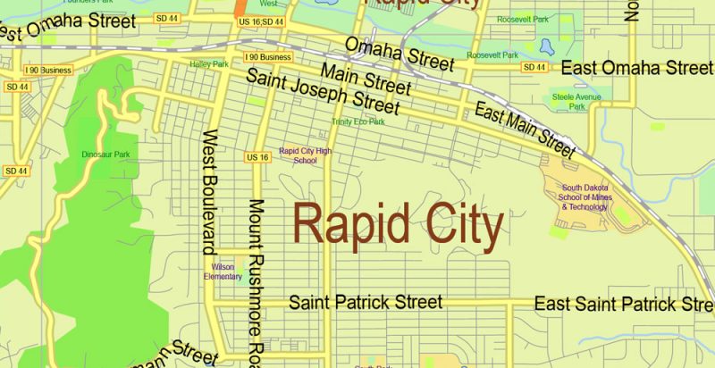 South Dakota State Map Vector Exact Plan detailed Road Admin Map editable Adobe Illustrator in layers