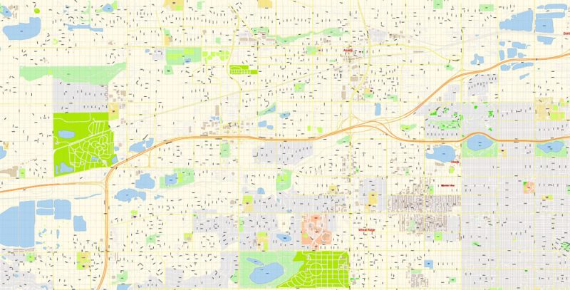 Lakewood Colorado US Map Vector Exact State Plan High Detailed Street Map editable Adobe Illustrator in layers