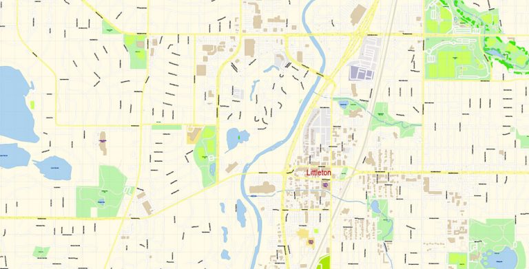 Lakewood Colorado US PDF Map Vector Exact City Plan High Detailed ...