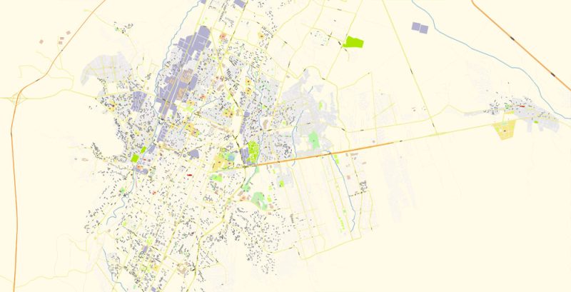 Monterrey Mexico Map Vector Exact City Plan Metro Area High Detailed Street Map editable Adobe Illustrator in layers