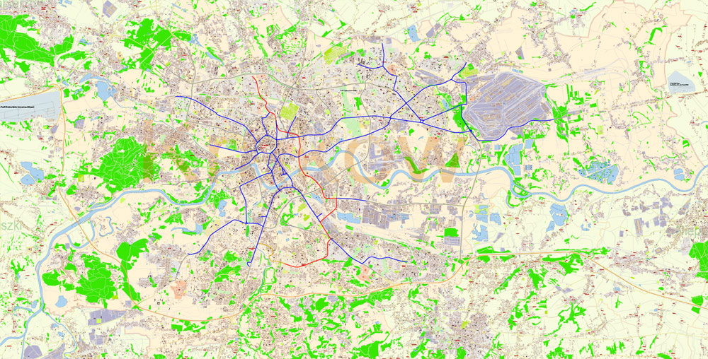 Krakow Poland Map Vector Gvl17b Tram Adm Ai 10 Ai Pdf 19 
