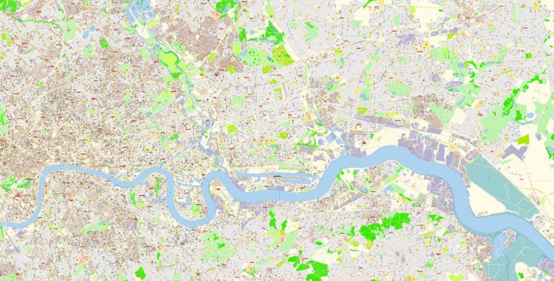London Greater UK Map Vector Exact City Plan High Detailed Street Map editable Adobe Illustrator in layers