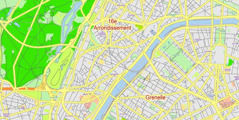 Free Paris France Vector Map Adobe Illustrator + PDF + SVG editable layered