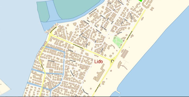 Venice Venezia Italy Map Vector Exact City Plan High Detailed Street Map editable Adobe Illustrator in layers