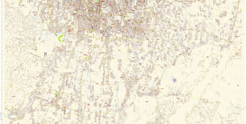 Yogyakarta Indonesia Map Vector Exact City Plan High Detailed Street Map editable Adobe Illustrator in layers