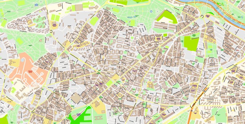 Madrid Spain Map Vector Exact City Plan High Detailed Street Map editable Adobe Illustrator in layers