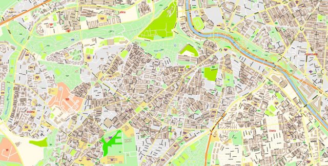 Madrid Spain PDF Map Vector Exact City Plan High Detailed Street Map ...