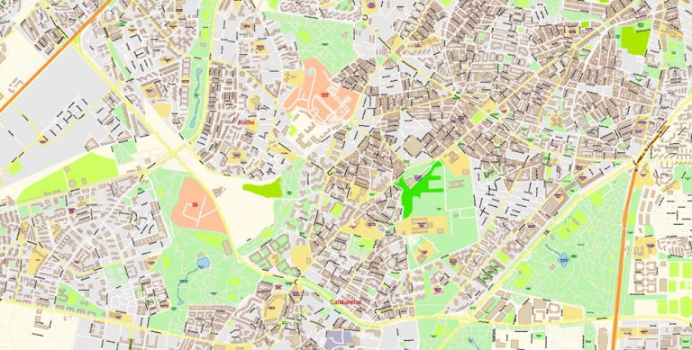 Madrid Spain PDF Map Vector Exact City Plan High Detailed Street Map ...