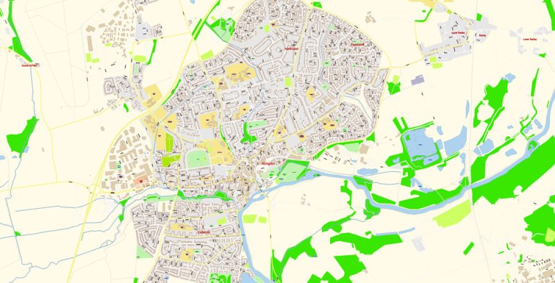 Oxford UK Map Vector Exact City Plan High Detailed Street Map editable Adobe Illustrator in layers