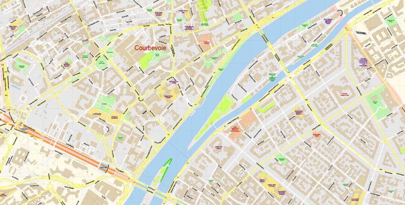 Paris Grand France Map Vector Exact City Plan High Detailed Street Map editable Adobe Illustrator in layers