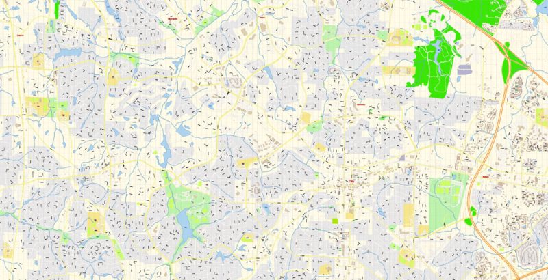 Raleigh + Cary + Durham North Carolina US Map Vector Exact City Plan High Detailed Street Map editable Adobe Illustrator in layers