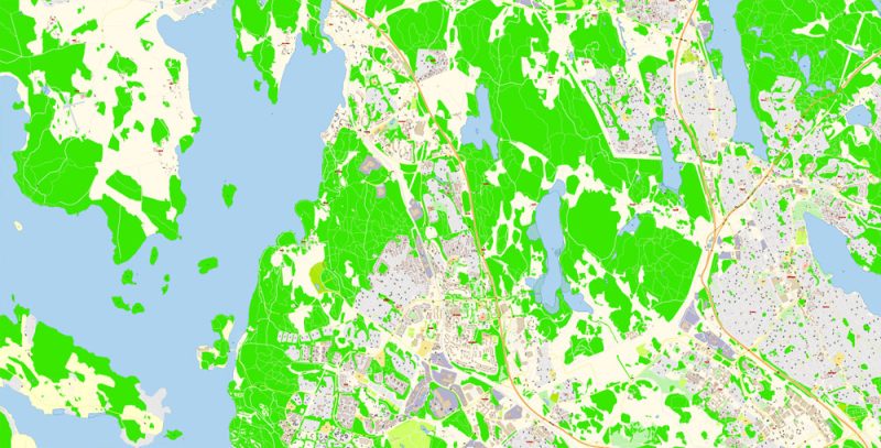 Stockholm Sweden Map Vector Exact City Plan High Detailed Street Map editable Adobe Illustrator in layers