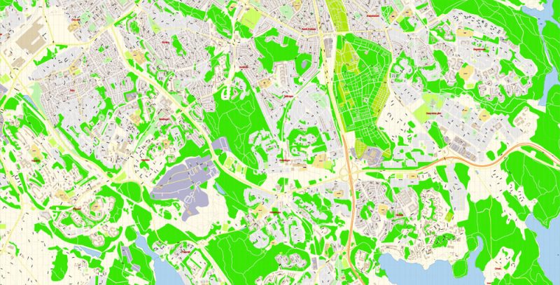 Stockholm Sweden Map Vector Exact City Plan High Detailed Street Map editable Adobe Illustrator in layers