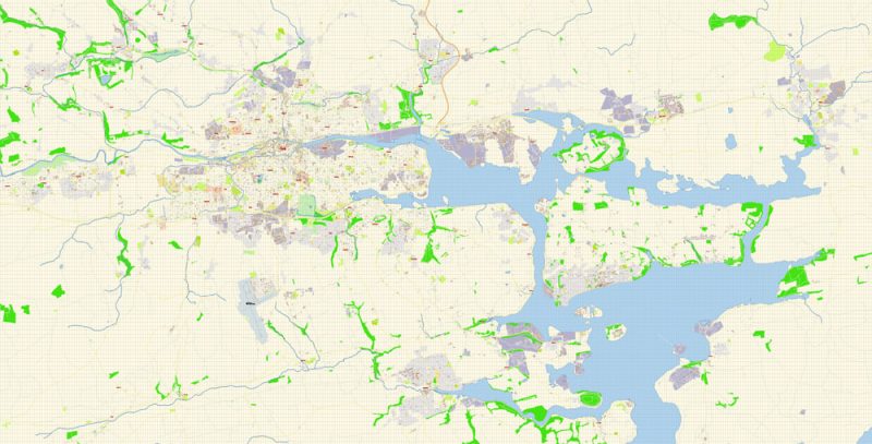 Cork Ireland Map Vector Exact City Plan High Detailed Street Map editable Adobe Illustrator in layers
