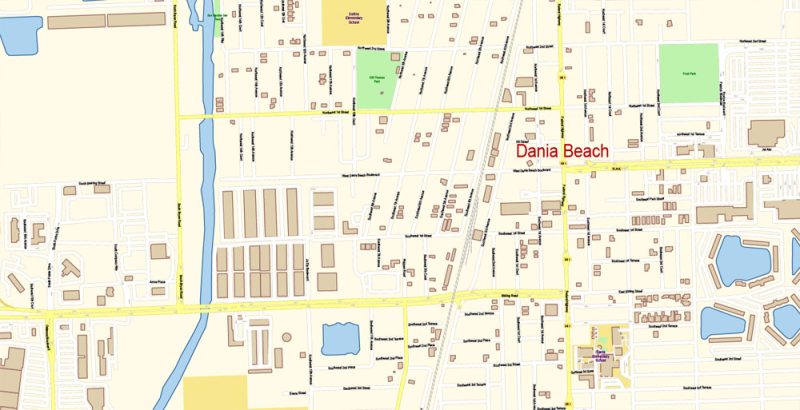 East Florida (Miami - Jupiter area) US Map Vector Exact City Plan High Detailed Street Map editable Adobe Illustrator in layers