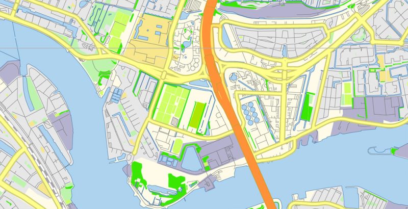 Rotterdam Netherlands Free Vector Map in Adobe Illustrator, PDF, SVG formats