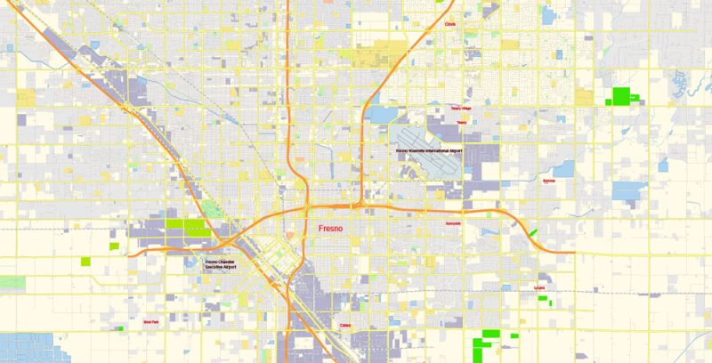 Fresno California free download editable Vector Map