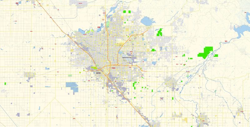 Fresno California US Vector Map FREE Download Adobe Illustrator, PDF, SVG
