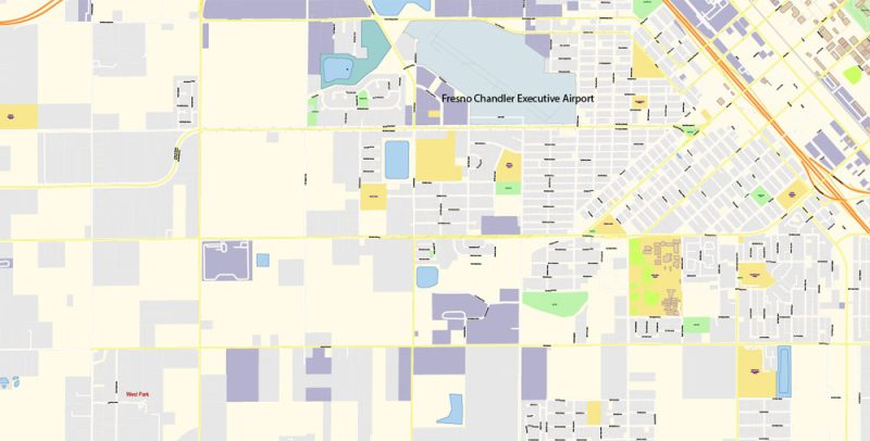 Fresno California US Map Vector Exact City Plan High Detailed Street Map editable Adobe Illustrator in layers