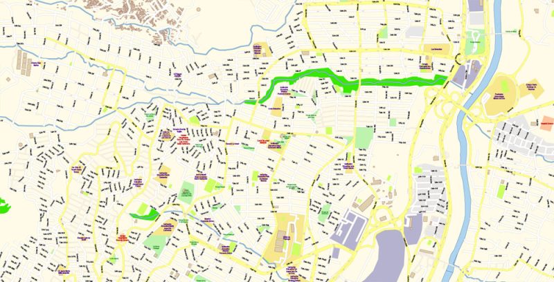 Medellin Colombia Map Vector Exact City Plan High Detailed Street Map editable Adobe Illustrator in layers