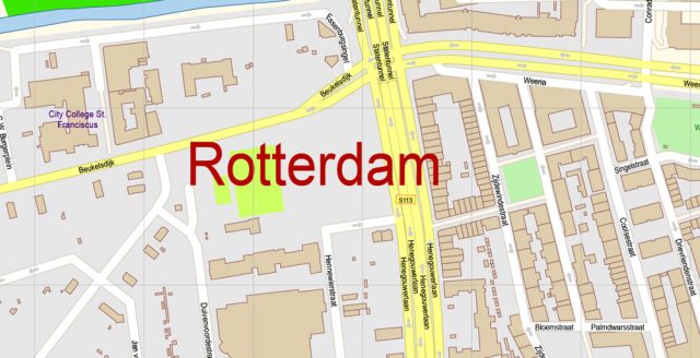 Rotterdam Netherlands PDF Map Vector Exact City Plan High Detailed ...