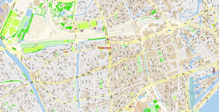 Rotterdam Netherlands Map Vector Exact City Plan High Detailed Street ...