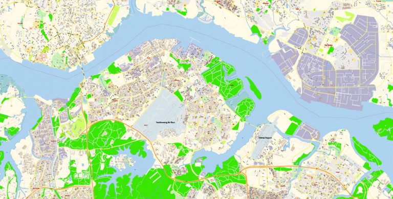 Singapore PDF Map Vector Exact City Plan 01 High Detailed Street Map ...