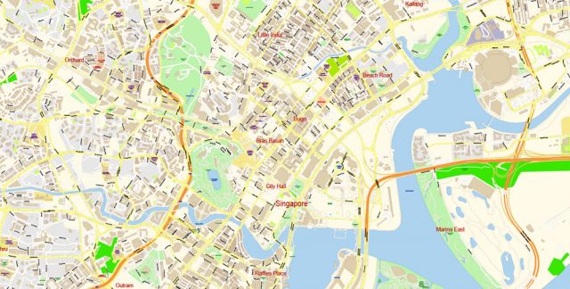 Singapore PDF Map Vector Exact City Plan 01 High Detailed Street Map ...