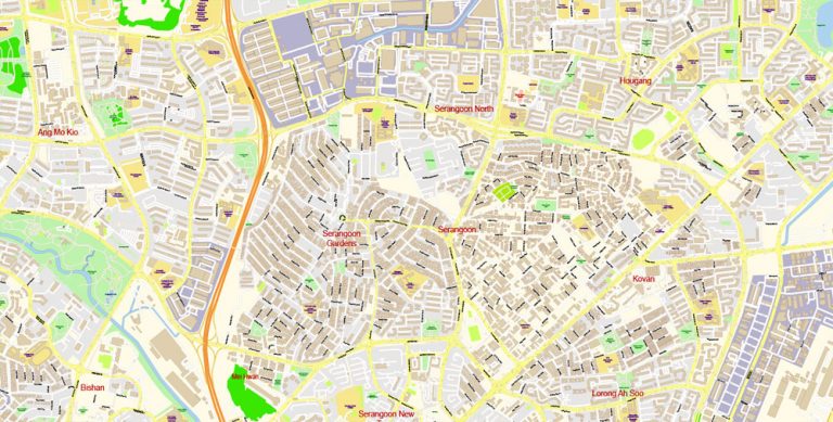 Singapore PDF Map Vector Exact City Plan 01 High Detailed Street Map ...
