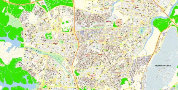 Singapore PDF Map Vector Exact City Plan 01 High Detailed Street Map ...