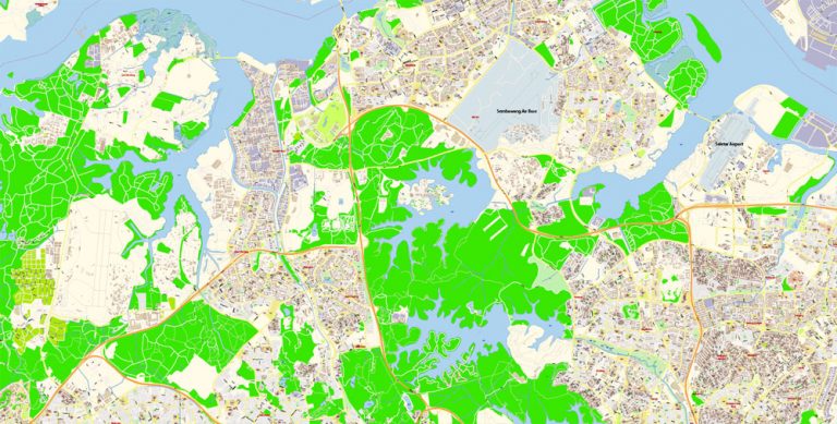 Singapore PDF Map Vector Exact City Plan 01 High Detailed Street Map ...