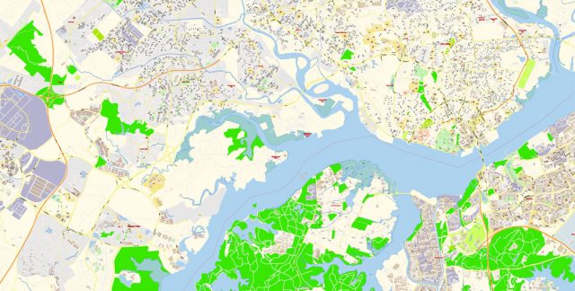 Singapore PDF Map Vector Exact City Plan 01 High Detailed Street Map ...
