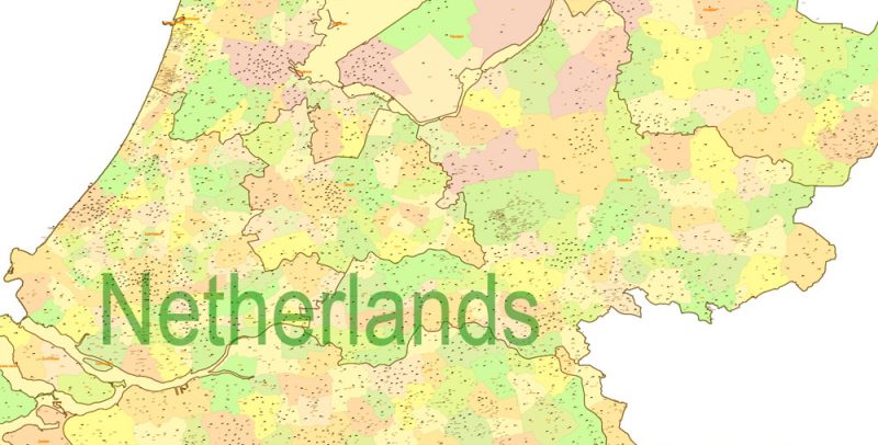Belgium Netherladns Luxembourg Map Vector Cities + Admin + Postcodes Map editable ESRI Shapes .shp + PDF in layers