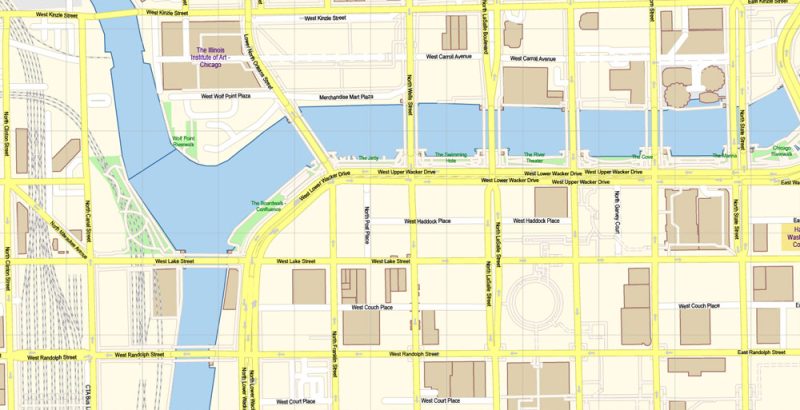 Chicago Illinois US Map Vector Exact City Plan High Detailed Street Map editable Adobe Illustrator in layers