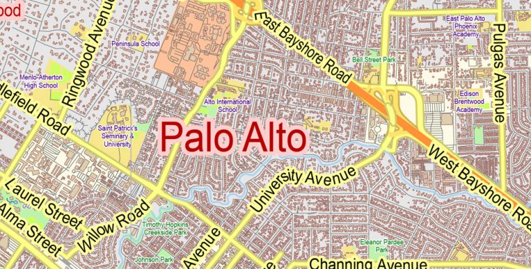 Palo Alto Mountain View California Map Vector Gvl13b Ai 10 Ai Pdf 1 768x389 