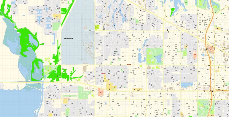 Bethany Oklahoma US Map Vector Exact Plan High Detailed Road Admin Map editable Adobe Illustrator in layers