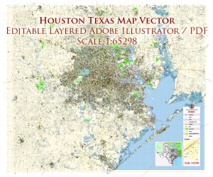Houston Texas US Map Vector Exact City Plan Detailed Street Map ...