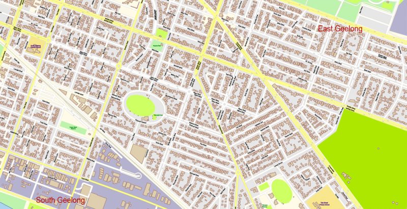 Melbourne Australia Map Vector Exact City Plan High Detailed Street Map editable Adobe Illustrator in layers