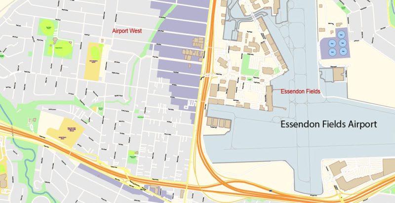 Melbourne Australia Map Vector Exact City Plan High Detailed Street Map editable Adobe Illustrator in layers