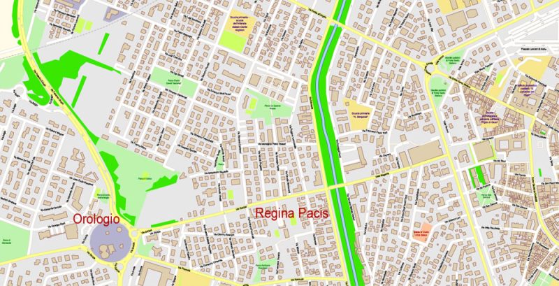 Parma Reggio Emilia Italy Map Vector Exact City Plan High Detailed Street Map editable Adobe Illustrator in layers