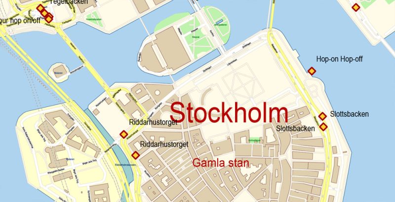 Stockholm Sweden DWG Map Vector Exact City Plan High Detailed Street Map AutoCAD + Adobe PDF in layers