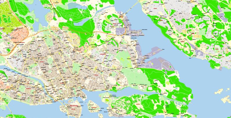 Stockholm Sweden DWG Map Vector Exact City Plan High Detailed Street Map AutoCAD + Adobe PDF in layers